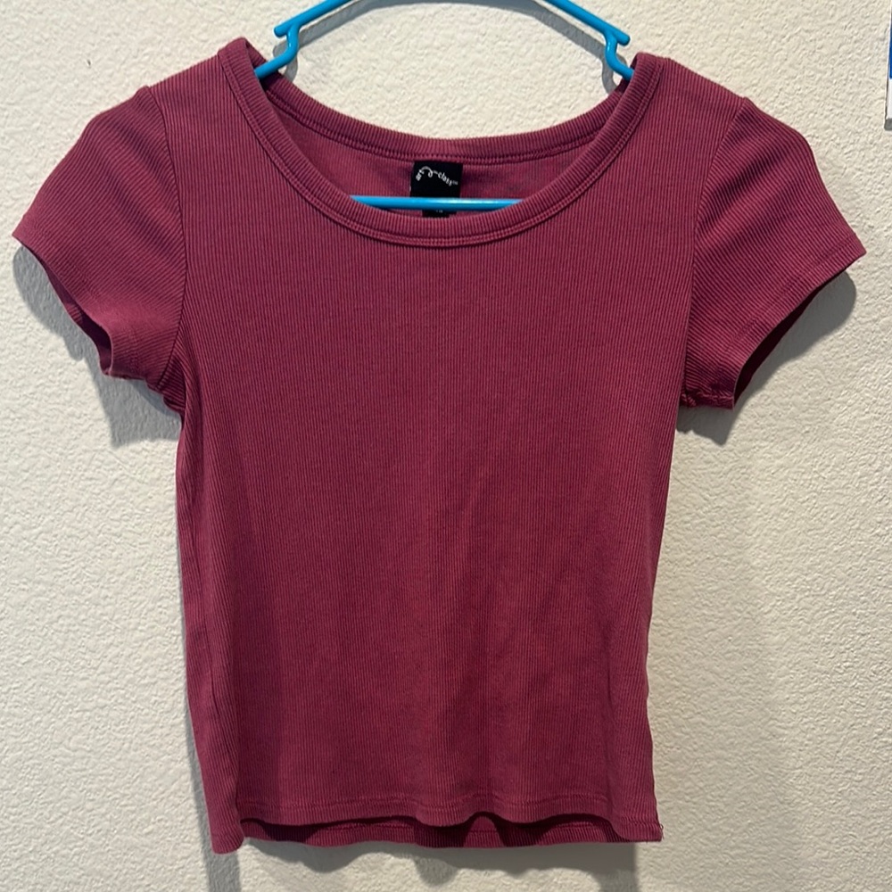 Women's Ribbed Short Sleeve Top - Pink